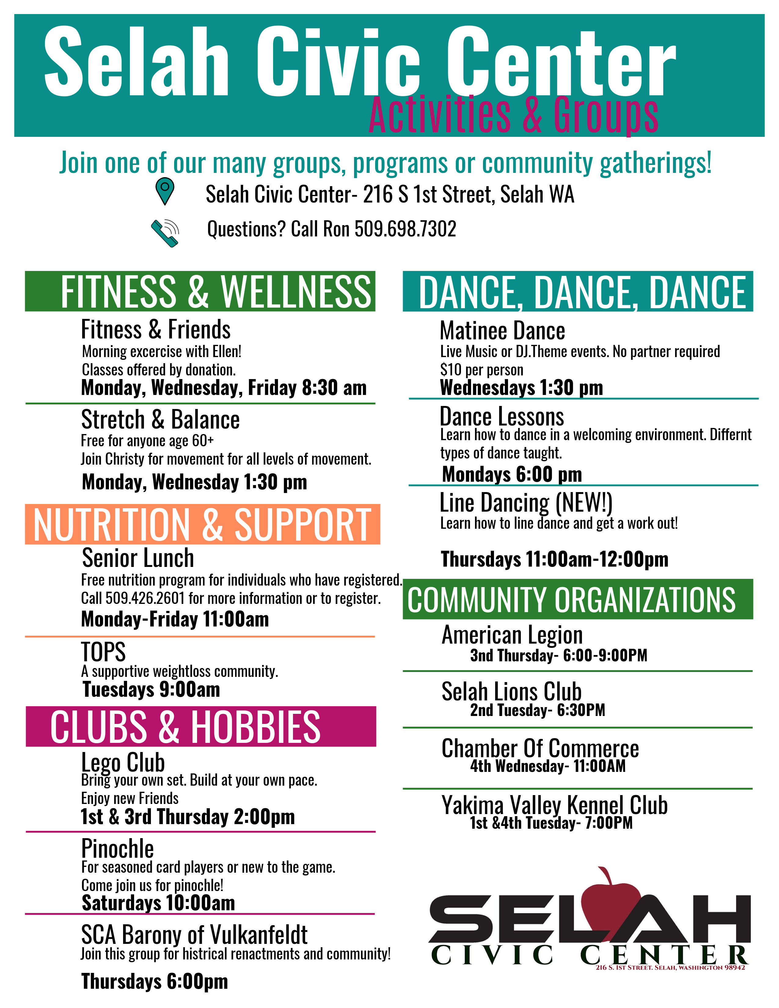 Civic Center Activity list